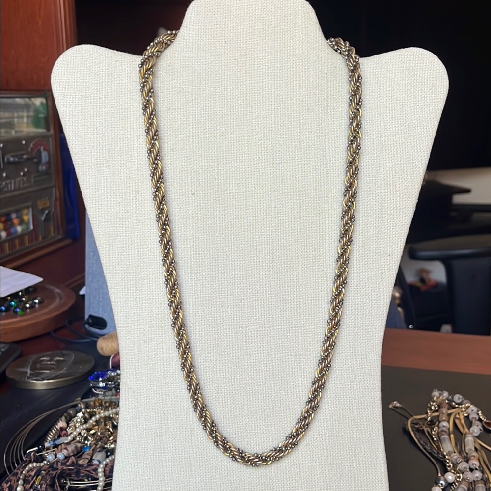 Sophisticated Gold and Silver Braided Necklace